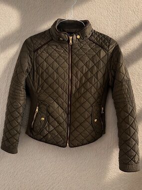 Love Tree Olive Quilted Utility Jacket Lightweight Fall Medium